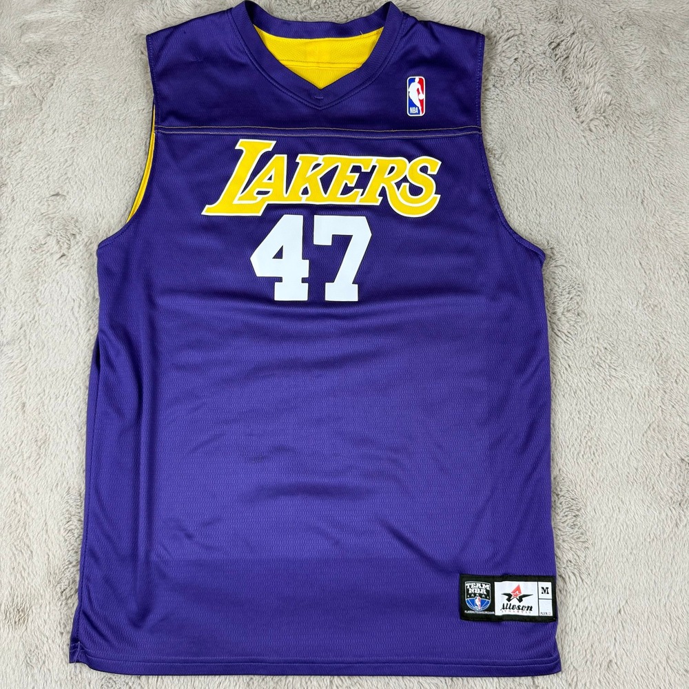 Allesom NBA Lakers Jersey #47 Purple‎ Gold Basketball Sleeveless Mens Size M